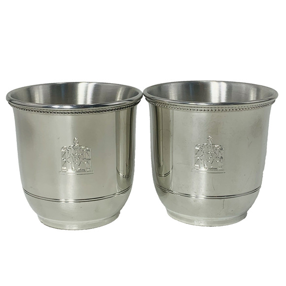 Salisbury Images of America 8 oz Pewter Cup Set of 2 Lincoln Memorial Beaded GUC - Picture 1 of 10